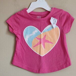 Falls Creek Pink Shirt With Beach Themed Heart Size 12 Months NWT